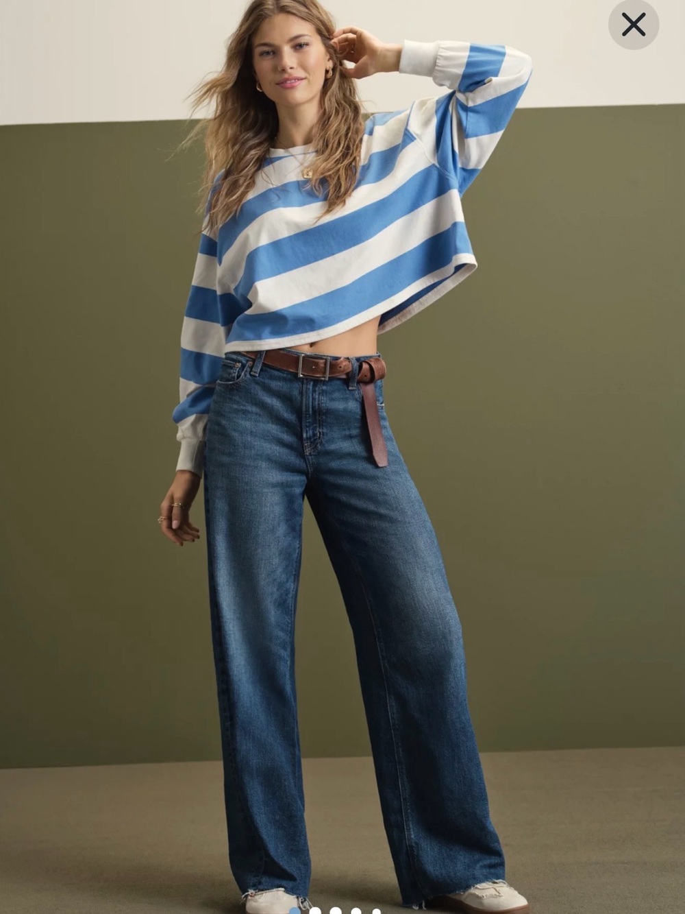 American Eagle Outfitters Wide-Leg Jeans in Dark Blue